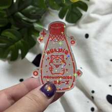 Cute Matte Vinyl Stickers - Transparent Background, Red Bottle Pattern, Suitable For Scrapbooking, Planners, Lunchboxes, Stationery - Adorable Decor For Anime Fans And Japanese Style Enthusiasts, Planner Accessories, Fun Design, Durable Stickers, Decorative Stickers, Stationery Collector - Multicolor - View 2