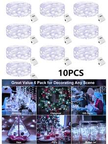 Dây đèn LED trang trí dài 1m/3m/5m, dùng pin, thích hợp cho đám cưới, tiệc tùng, phòng ngủ, trang trí bó hoa, trang trí ngoài trời, chiếu sáng tạo không khí, trang trí Giáng sinh và Ngày của Mẹ. - Nhiều màu - Xem 25