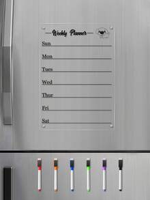 1个可爱小狗亚克力磁性留言板，周历冰箱贴白板（含6支磁性白板笔） - 多色 - 查看 12