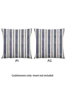 2个蓝白条纹极简线条抱枕套，柔软透气涤纶面料，拉链封口，可机洗，装饰抱枕套，适用于卧室、客厅、沙发、汽车、椅子（不含枕芯） - 海軍藍 - 查看 14