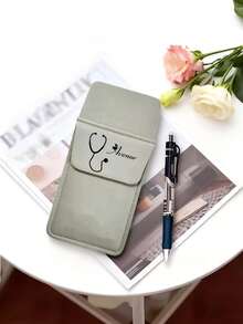 1pc Customizable Personalized Nurse Pencil Case, Custom Faux Leather Pocket Storage Bag, Doctor Gift, Nurse Gift Bag, Suitable For Nurses And Healthcare Workers, Nurse Accessories, Fit For Shirts And Lab Coats, Can Hold 5 Pens - Multicolor - View 3