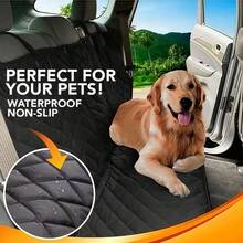 1pc Car Pet Back Seat Protector, Black Washable Car Seat Cover, With Center Console Opening Design, Stain-Resistant And Waterproof, Dog Travel Safety Protection Pad - 1pc Car Rear Seat Pet Cushion - View 4