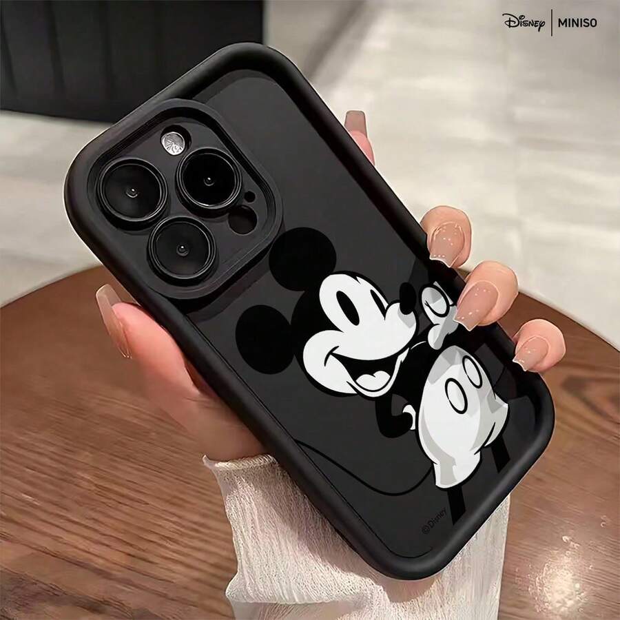 迪士尼米奇复古黑白设计手机壳,适用于iPhone 17/17 Pro/17 Pro Max/17 Air/16/15/14/13/12/11/X系列,iPhone 17 Pro Max手机壳,iPhone 17 Pro手机壳,iPhone 17手机壳,圣诞礼物,送给女朋友的好选择 - 黑色 - 查看 1