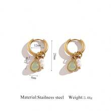 Minimalist Unique European Style 304 Stainless Steel Faux Pearl Leaf Drop Clip-On Earrings, Fashion New 18K Gold Plated Natural Stone Stainless Steel Jewelry Earrings For Women - Multicolor 2 - View 11