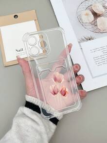 郁金香图案UV印花软TPU防震卡槽手机壳，兼容 16 Pro Max、Galaxy S25 Ultra、14C、Pixel 7等机型 - 彩色 - 查看 1