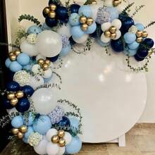 蓝银色气球，10英寸海军蓝气球，珍珠蓝金属银色亮片乳胶气球，适用于男孩生日、婴儿派对、性别揭晓派对…… - 查看 8