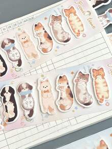 1pc Cute Cat & Dog Shaped Memo Pad, Aesthetic Cartoon Index Stickers, Student Message Categorizing Sticky Notes - Multicolor - View 7