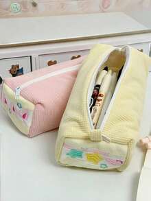 1 pieza Estuche para lápices con estilo INS, diseño minimalista y dulce con patrón de fresa y estrella, ligero y de gran capacidad, bolsa de almacenamiento de papelería portátil y multifuncional, adecuado para adolescentes, estudiantes y uso de oficina - Estuche para lápices Sandwich - Ver 3