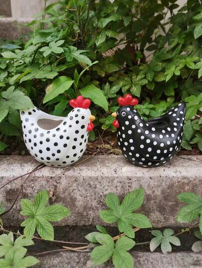 1pc Interesting Farm Chicken Sculpture, Chicken Fence Decor, Cute Resin Chicken Decoration, Outdoor Realistic Animal Statue, Chicken Sculpture, Suitable For Home Garden, Stairs, Farm, Yard, Backyard