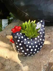 1件树脂公鸡雕塑，树脂公鸡装饰品，趣味鸡形装饰品，户外花园庭院雕塑艺术品，家居露台，花盆，盆栽植物，园艺装饰品 - 斑點雞 - 查看 9