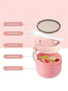 1 pièce Tasse de petit-déjeuner à l'avoine, Tasse à yaourt, Tasse à salade, Boîte à bento, Récipient d'avoine scellé, Récipient de petit-déjeuner portable, Réutilisable pour les fruits, les puddings, les yaourts, les salades, les céréales, le lait, la soupe et plus encore. Convient pour la maison, l'école, le bureau, les voyages et les pique-niques en plein air. Cadeau de Noël - Multicolore - Voir 4