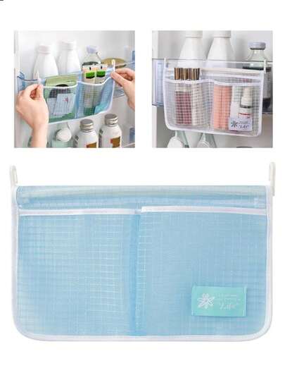 1pc Fridge Hanging Storage Bag, Refrigerator Hanging Organizer Bag, Kitchen Storage Bag, Double Layer Compartment Fridge Storage Bag, Household Sorting Storage Bag