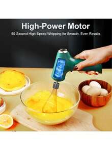 Electric Milk Frother & Egg Beater, Mini Handheld Milk Foamer & Mixer For Home Use, Suitable For Whipping Egg Whites And Cream - Multicolor - View 12