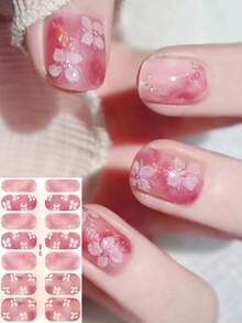 Waterproof Self-Adhesive Nail Art Stickers Set, Fresh Designs Suitable For Autumn/Winter Nail DIY - Watermelon Pink - View 6