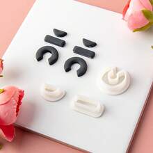 3pcs/Set Casual Creative Geometric Earrings Polymer Clay Mold, Niche Earrings Pendant Matching Polymer Clay Shaping Cutter DIY Tools - White - View 3