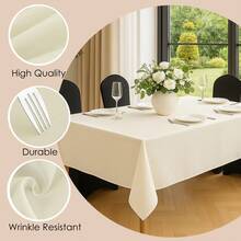 10 Pack Premium Tablecloth, Polyester Reusable And Washable Table Clothes, Polyester Fabric Table Covers For Wedding, Party, Banquet - Ngà voi - Xem 9
