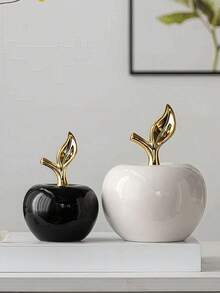Creative Apple Sculpture Decor, White Apple Figurine, Living Room Art Piece, Home Decoration, Holiday Gift - Multicolor - View 2