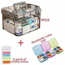 Transparent Multi-Layer Medicine Cabinet, With Handle, Portable First Aid Storage Box, Suitable For Home And Travel, Efficient Storage Of Medicines And Medical Tools, Transparent Design For Quick Access, Applicable For Home, Office, And Emergency Situations, Spacious, Essential Health Storage Item - Grey - View 8