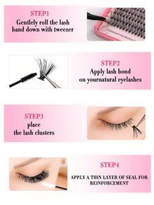 640簇自然柔软10D 20D 30D 40D高容量混合8-16mm 0.07mm C型卷翘浓密假睫毛DIY手工植绒假睫毛日常妆容卡通假睫毛全新升级礼盒套装，包含睫毛簇和单根假睫毛 - C - 查看 8