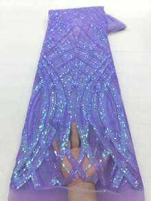 1 Yard /5 Yards Latest 2026 French High-Quality Lace Sequins African Mesh Lace Fabric Latest Design Nigerian 3D Wrap Pattern French Tulle Lace Fabric Is Suitable For Ladies' Wedding Party And Ball Hand-Cutting - A - View 2