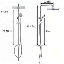 Thermostatic Shower Mixer Set With 8" Square Rainfall Head & Handheld Shower, Stainless Steel Shower Bar Kit With Adjustable Hose - Silver - View 2