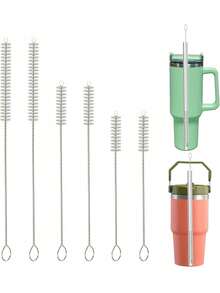 40/30/20oz Reusable Straw Cleaning Brush, 10mm Diameter Suitable For Water Bottles And Straws, For Outdoor Camping Use - Multicolor - View 8
