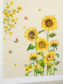 1 Set Sonnenblumen Blumen Wandaufkleber, selbstklebende dekorative Malerei für Wohnzimmer, Eingang und Schlafzimmer, abnehmbare PVC Wandtattoos - geeignet für Schlafzimmer, Zimmer, Klimaanlage, Flur, Eingang, Badezimmer und andere Anlässe, exquisites PVC Material dekorative Aufkleber - A - Übersicht 3