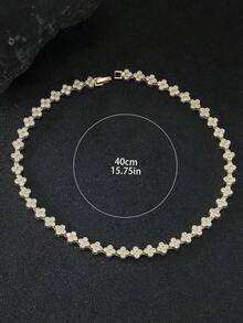 1 Piece Flower Brass Luxury Jewelry Set Women Necklace Jewelry - Vòng cổ hoa - Xem 6
