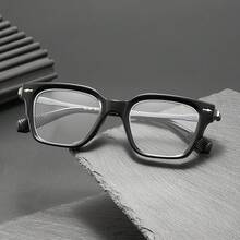 Men's Square Frame Personality Non-Prescription Glasses - Metal Temples, Cool And Stylish, Futuristic Tech-Inspired Eyewear, Hip-Hop Retro Style, Everyday Casual  Decorative Glasses, Perfect Gift - màu nâu - Xem 7