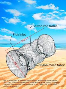 1pc Foldable Fishing Trap, Suitable For Crab, Small Fish, Crawfish And Shrimp - Portable Nylon Bait Cage, Black - Durable PA Material, Mixed Color, Ideal For Shrimp And Crawfish Fishing, Bait Suitable For Outdoor Fishing, Camping, Survival - Multicolor - View 4