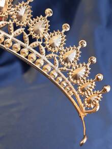 1/3/4pcs Rhinestone Queen Tiara & Jewelry Set - Zinc Alloy Crown, Rhinestone Necklace And Earrings, Suitable For Women Wedding, Dress And Events - Blue - View 6