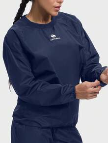 HOTSUIT 女款桑拿出汗運動上衣，健身運動上衣，適合健身與訓練，僅上衣 - 藍色 - 查看 8