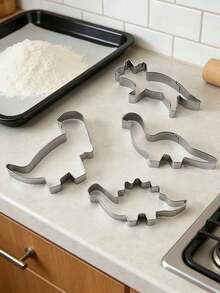 4pcs/Set Stainless Steel Dinosaur Shaped Cookie Cutters, Home Baking Molds For Cookies, Chocolate, Cake - View 1