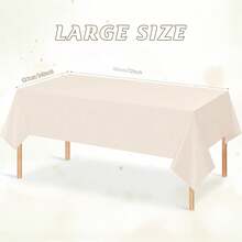 1pc Beige Rectangular Disposable Plastic Tablecloth, Ivory Cream Table Cover For Birthday Party, Wedding, Bridal Shower, Anniversary Celebration Decoration - Beige - View 2