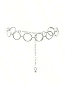 1pc Personalized Geometric Circle Single Layer Body Chain, Simple Punk Metal Waist Chain Women - Bạc - Xem 12