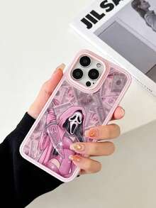 1pc Creative 2D Dollar Ghost Design Protective Phone Case, Compatible With Iphone XR, 11, 12, 13, 14, 15 Plus, 16 Pro Max, 17 Air Series, Protection And Stylish Appearance, Gift Item Phone Cover - Multicolor - View 4
