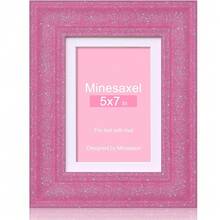 1 paquete de 5x7 Marco de fotos con brillo y con paspartú para foto de 4x6, marco de fotos con vidrio real HD con chispas de colores pastel, divertido y único marco de arte de 5 por 7 pulgadas para exhibir en mesa o pared, color rosa - Rosa - 15x7 o 4x6 con tapete - Ver 1