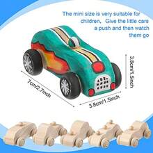 6 Pcs Wooden Toy Cars To Paint Wood DIY Car Toys Unfinished Wood Race Cars Bulk Paintable Wooden Cars Crafts For Home Activities Easy Woodworking And Family Time Set - As Pic - View 4