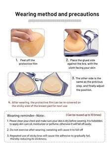 Bikini Swimsuit Bras With Triangle Self-Adhesive Thickened Sponge Pads, Swimsuit Bra Sponge Pads And Bra Inserts For Small Bust Enhancement, Removable Sponge Triangle Pads, Seamless And Invisible. - Multicolor - View 8