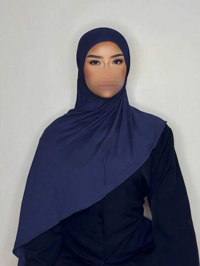 1pc Classic Minimalist Navy Blue Solid Color Elegant Casual Scarf, Made Of High-Quality Rayon Woven Fabric, Long Shawl Style, Suitable For Daily Life, Outings And Meetings