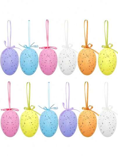12 Decorative Easter Egg Ornaments, Colorful And Suitable For Easter Baskets, Tree Decorations, Party Favors, And Home Decor
