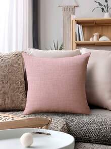 4件套现代几何图案抱枕套，装饰性几何线条抱枕套，复古亚麻材质，隐形拉链，可水洗，简约时尚线条设计，适用于家居装饰、沙发、客厅、卧室、汽车、户外等场所，不含枕芯 - 柔霧粉 - 查看 7