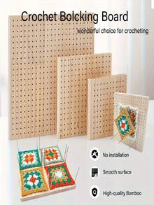 1 Set Bamboo Crochet Hook Board With 8 Metal Rods - Smooth Surface, No Installation Required, Suitable For Beginners And Professionals, Great For Handicraft Enthusiasts, Handmade Station Decor Smooth Surface Board, Crochet Supplies - Multicolor - View 6