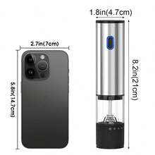 Rechargeable Electric Pepper Grinder, Salt & Spice Grinder With Adjustable Coarseness, One-Handed Operation, Automatic Grinding For Sesame, Cumin, Chili Pepper And Other Seasonings, Essential Kitchen Tool - Multicolor - View 3