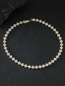 1 Piece Flower Brass Luxury Jewelry Set Women Necklace Jewelry - Vòng cổ hoa - Xem 1