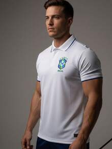 Brazilian National Team Men's Plain Polo Shirt - 白色 - 查看 2