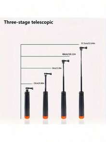 4-In-1 Floating Selfie Stick Tripod - Waterproof Extendable Monopod For D/J/I Action 5 Pro/4/3, X4/X3/Ace Pro 2, Adjustable Height 9.25-22.44 Inch - Black and Orange - View 5