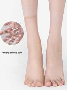 10双装硅胶点粘防滑透明连裤袜，超薄透明玻璃丝袜，防勾丝耐用隐形水晶袜，5D无缝钢丝袜，超薄冰丝隐形短袜，口罩袜，防滑水晶点粘袜 - 杏色 - 查看 8