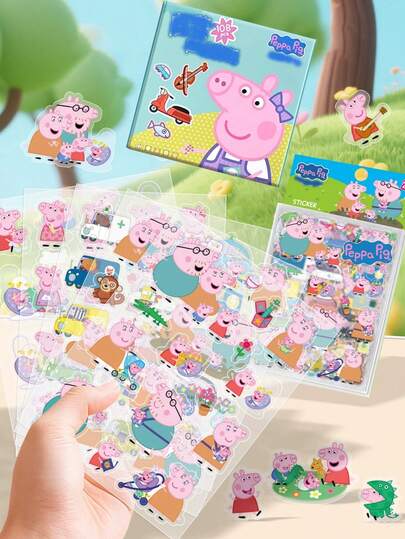 Peppa Pig A Collection Of Cute Little Patterns In Small Pig Design, Made Of Mixed Materials, With Asymmetrical Shapes, Glitter Decoration, And Various Adorable Doodle Patterns. Suitable For Use As Decorations For Scrapbooks And Diaries, School Supplies, And Preparations For The New School Term Collection Display And Storage