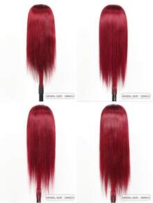 99J Burgundy Wine Red Brazilian Human Hair Wig 13x4 Lace Front 180% Density Straight Pre-Plucked Natural Look Wig For Women, All Ethnicities Styling Versatility - S99J - View 5